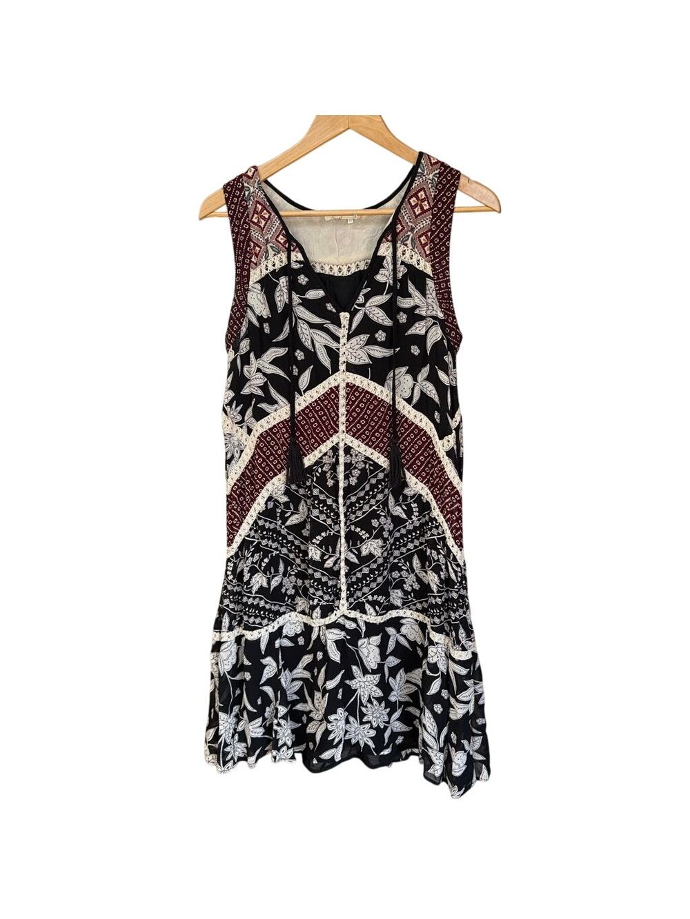 Anthropologie Floreat Knee Length Boho Crochet Patchwork 6 Dress MSRP $179